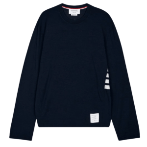 Thom Browne Wool Jersey 4-Bar Long Sleeve T-Shirt Navy