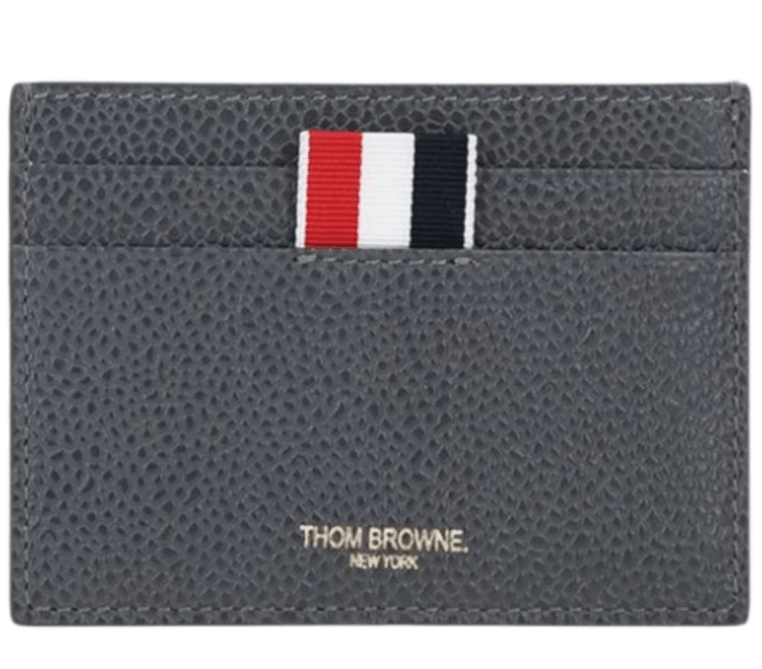 Thom Browne Pebble Grain Leather Lobster Applique Card Holder Dark Grey