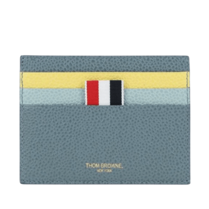 Thom Browne Pebble Grain Leather Card Holder Dusty Blue Yellow