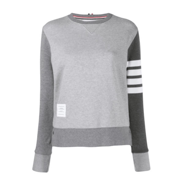 (W) Thom Browne Funmix Classic Loopback 4-Bar Sweatshirt Tonal Grey