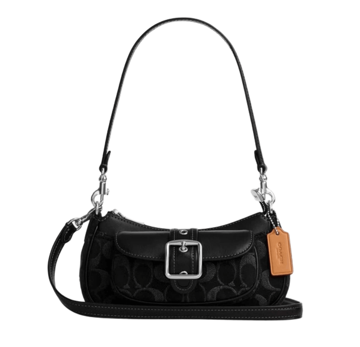 Coach Ashton Mini Shoulder Bag in Signature Denim Silver Black