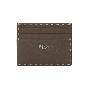 Fendi Selleria Leather Card Holder Brown