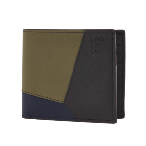 Loewe Puzzle Bifold Wallet in Classic Calfskin Olive Dark Brown
