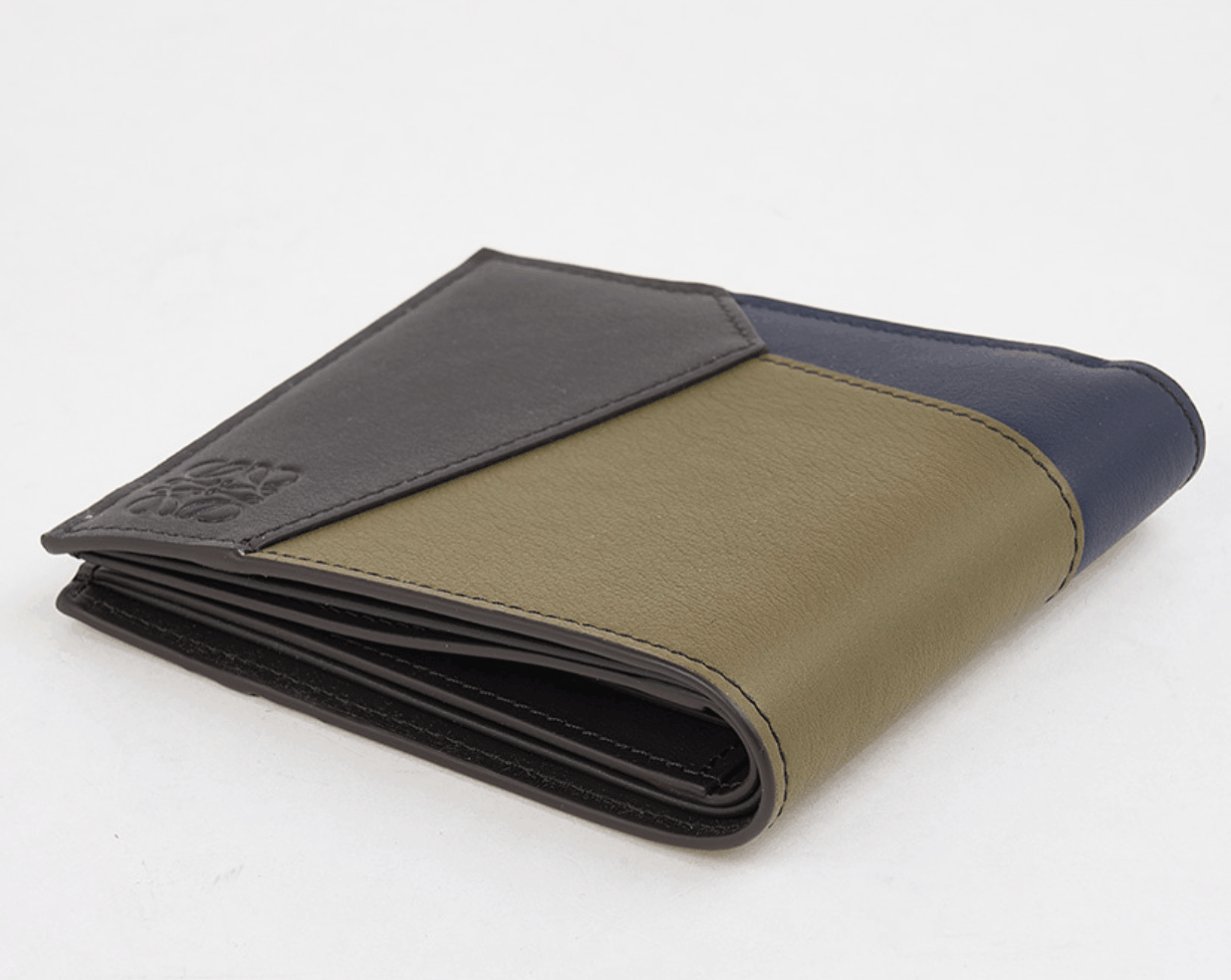 Loewe Puzzle Bifold Wallet in Classic Calfskin Olive Dark Brown