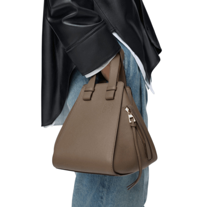 Compact Hammock Bag in Soft Grain Calfskin - Taupe