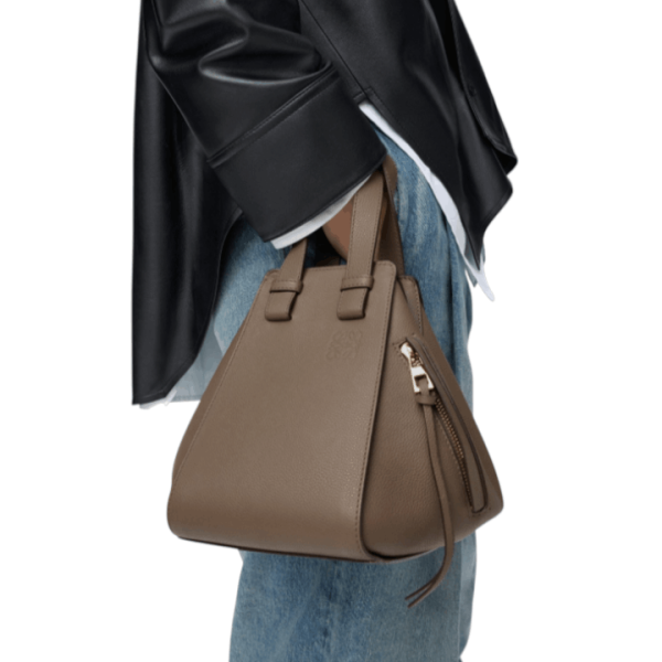 Compact Hammock Bag in Soft Grain Calfskin - Taupe