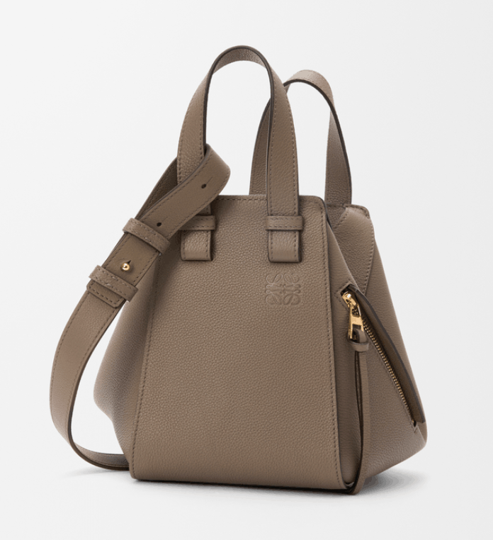 Compact Hammock Bag in Soft Grain Calfskin - Taupe