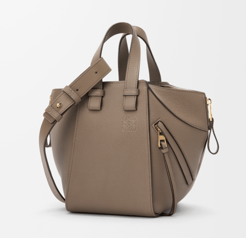Compact Hammock Bag in Soft Grain Calfskin - Taupe