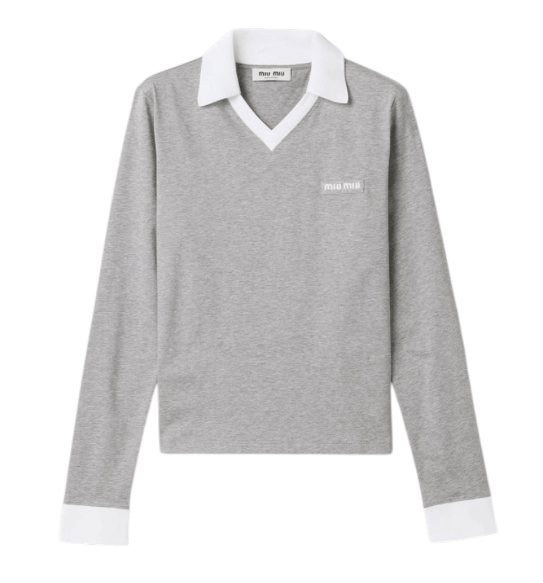 Jersey polo shirt Gray/White