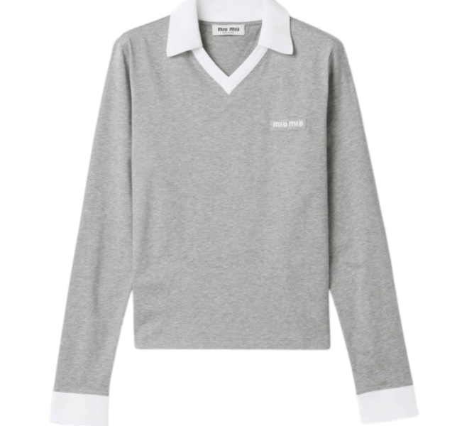 Jersey polo shirt Gray/White