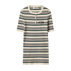 Miu Miu  Stripes T-Shirt in Beige 