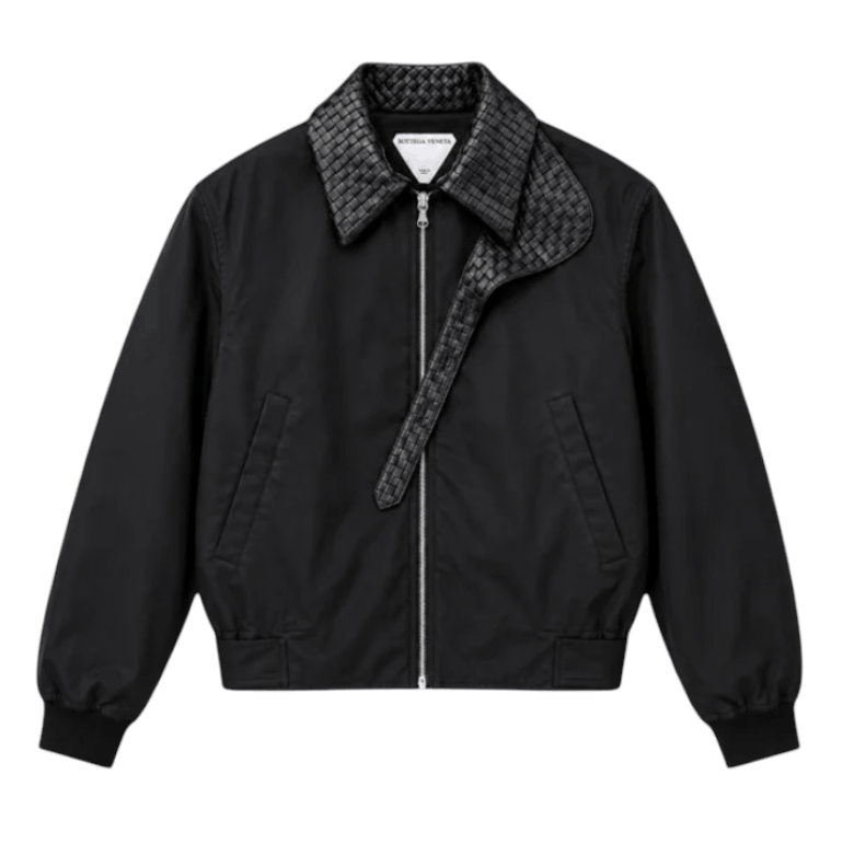 Bottega Veneta Black Nylon Blend Bomber Jacket