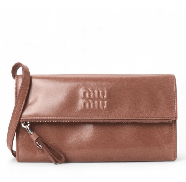 Miu Miu Shoulder Strap Leather Pouch Pink