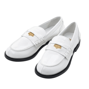 (W) Miu Miu Patent Leather Penny Loafers White