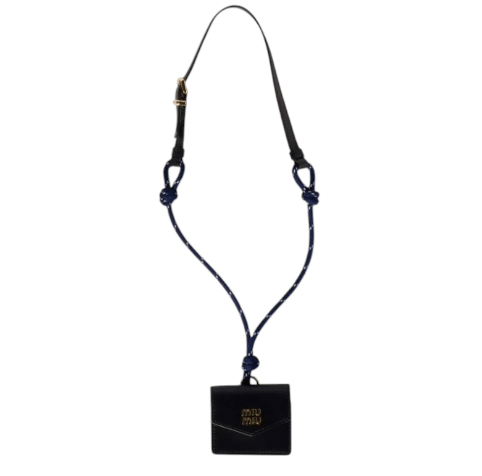 Miu Miu Leather Cord Trick Black Baltic Blue
