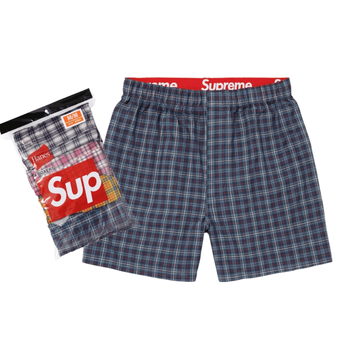 (4 Pack) Supreme Hanes Plaid Boers Multicolor  - 26FW