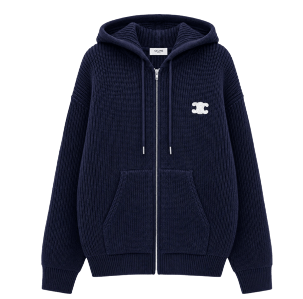 Celine Lana Con Cappuccio Cardigan Navy