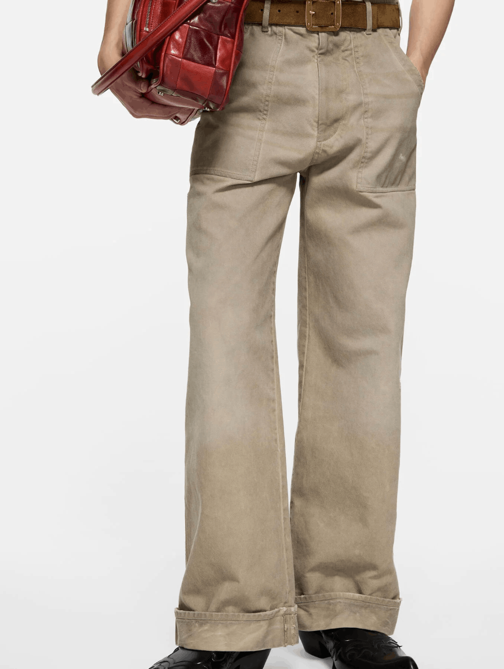 Stained twill trousers - Camel Beige