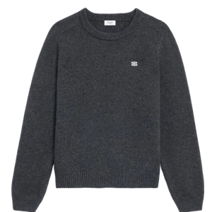 Celine Wool Cashmere Triomphe Crewneck Sweater Anthracite