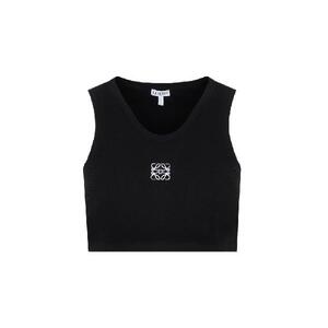 (W) Loewe Anagram Cropped Tank Top in Cotton Black White