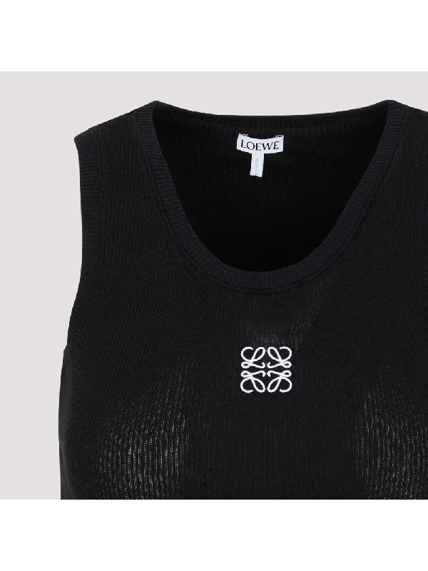 (W) Loewe Anagram Cropped Tank Top in Cotton Black White