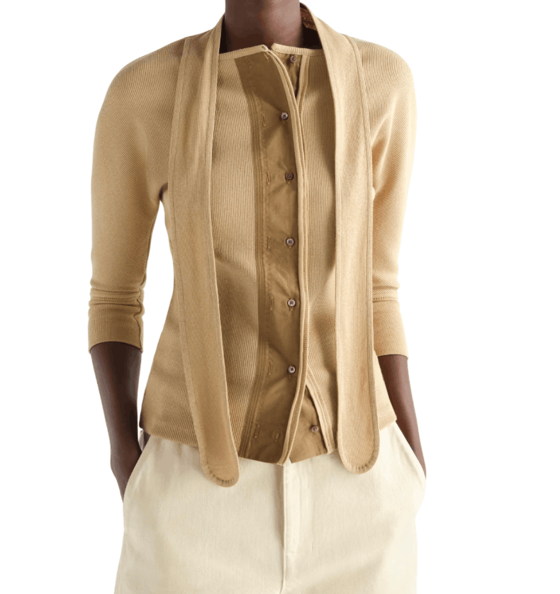 ASCOT T-SHIRT IN LINEN AND COTTON RIBBED JERSEY L