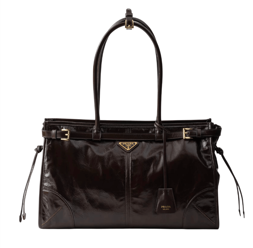 Prada Bonnie large leather handbag - Dark Brown