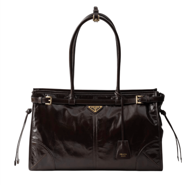 Prada Bonnie large leather handbag - Dark Brown
