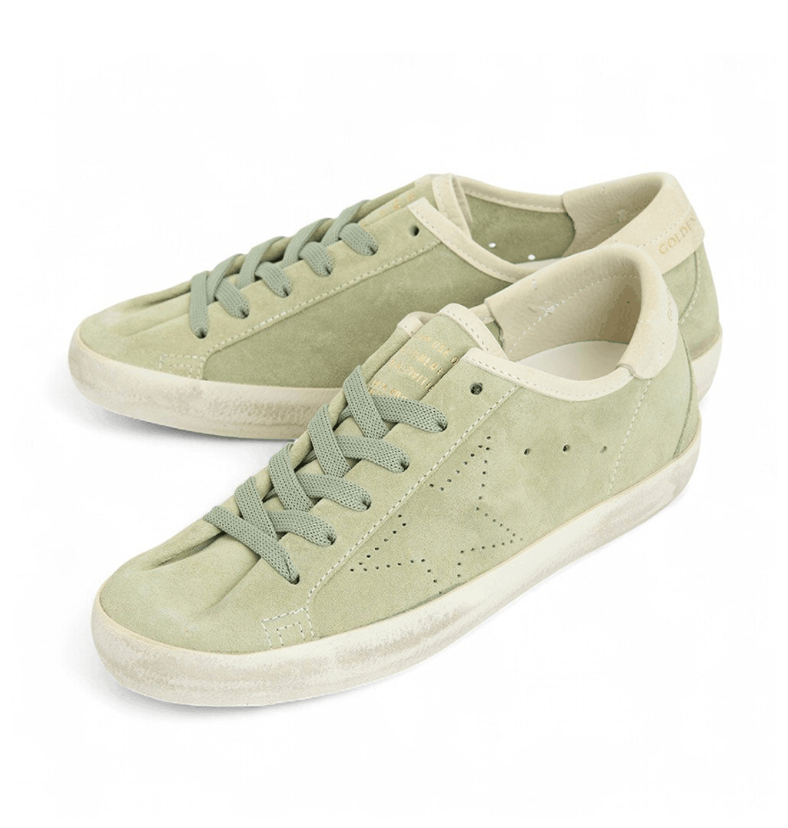 (W) Golden Goose Superstar Sneakers Sage Green White