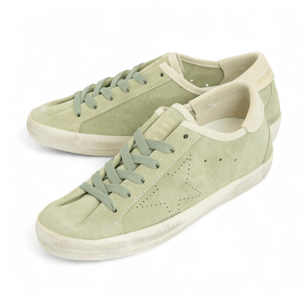 (W) Golden Goose Superstar Sneakers Sage Green White