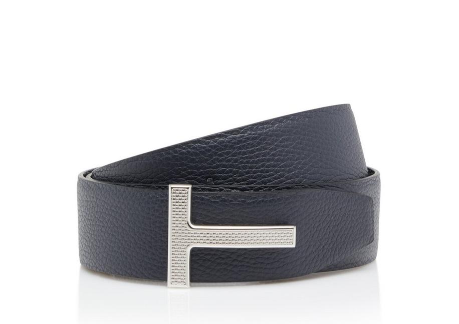 GRAIN LEATHER TEXTURED BUCKLE T BELT