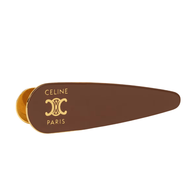 CELINE HAIR CLIP IN STEEL BROWN / GOLD