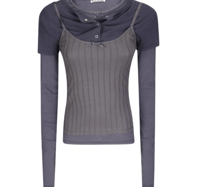 Layered jersey shirt with bow - Black