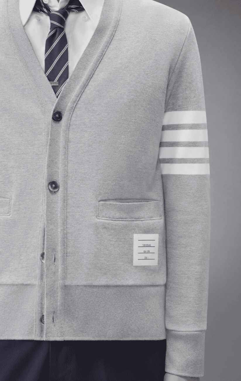 LOOPBACK 4-BAR BOAT EMBROIDERY CARDIGAN