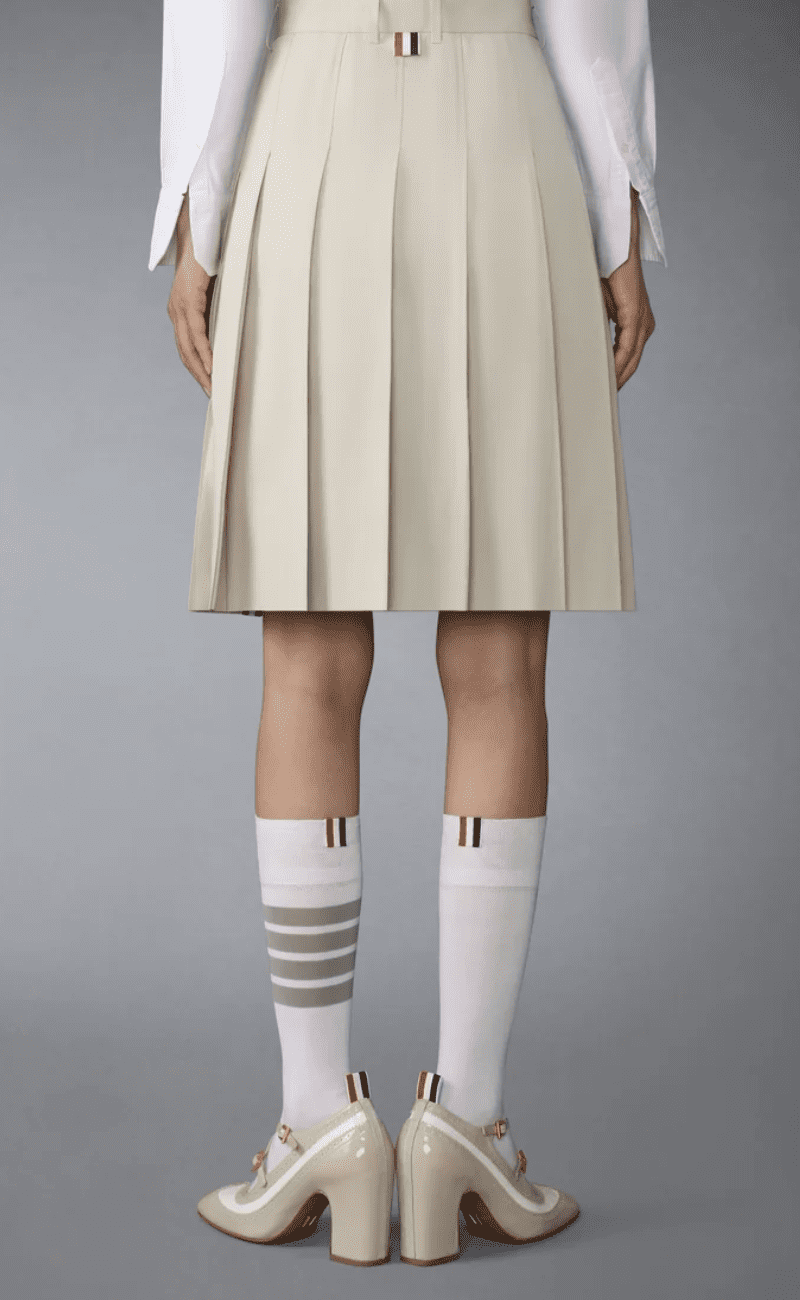 COTTON SUITING PLEATED SKIRT
