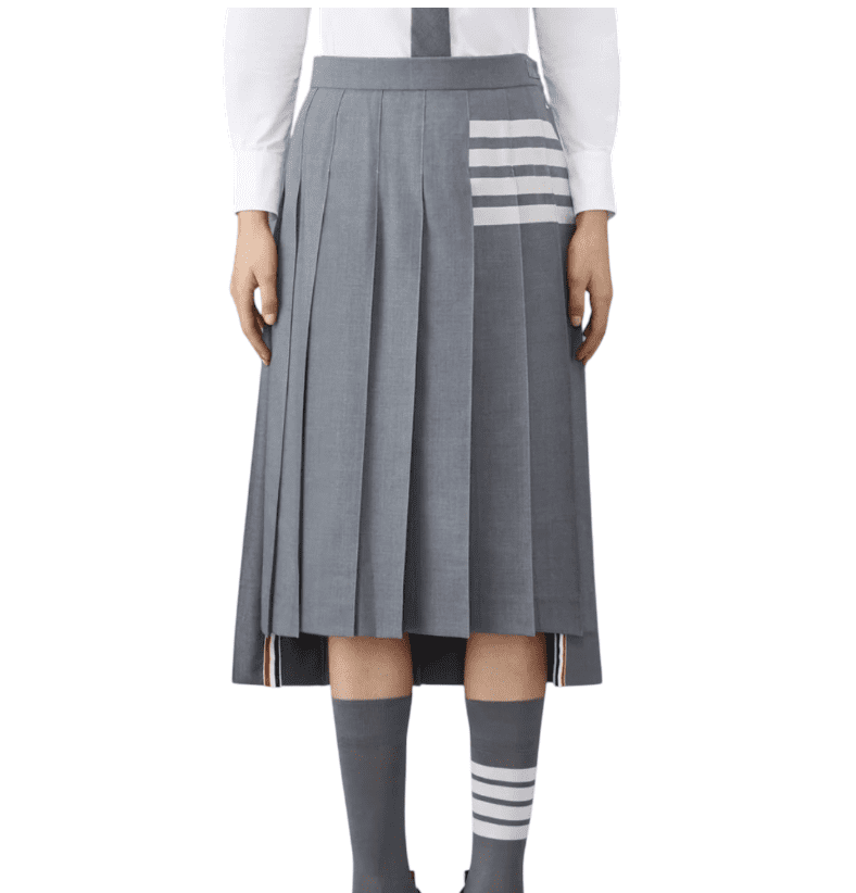 PLAIN WEAVE 4-BAR PLEATED SKIRT