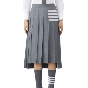 PLAIN WEAVE 4-BAR PLEATED SKIRT