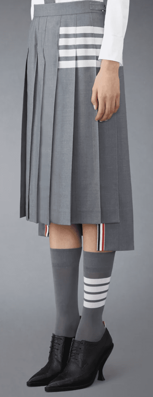 PLAIN WEAVE 4-BAR PLEATED SKIRT