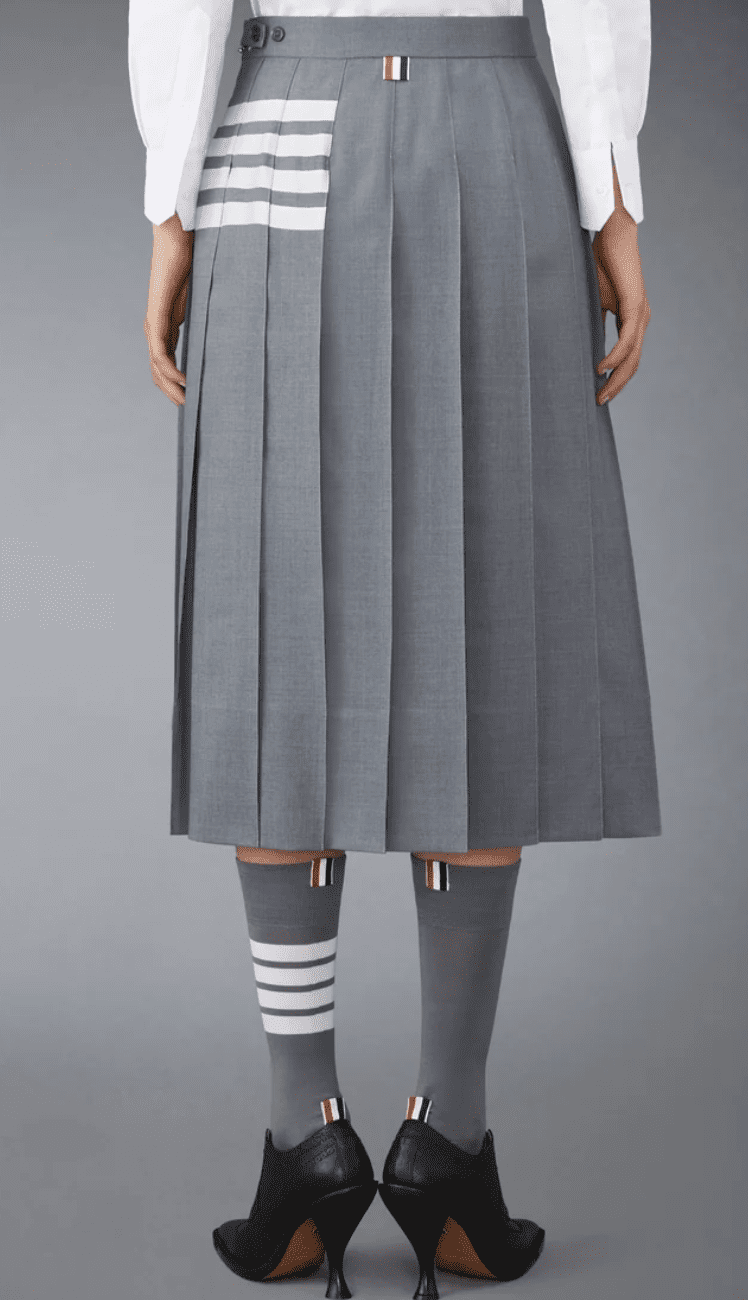 PLAIN WEAVE 4-BAR PLEATED SKIRT
