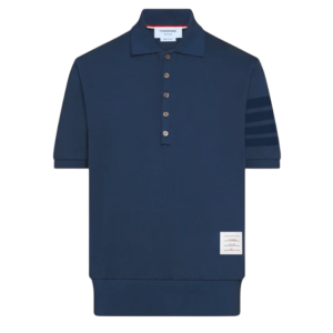 GARMENT OVERDYED JERSEY 4-BAR POLO - NAVY 
