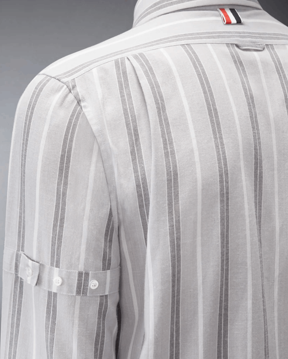 MADRAS COTTON REPP STRIPE SHIRT WITH ARMBANDS