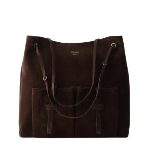 Prada Route large suede bag - Dark Brown
