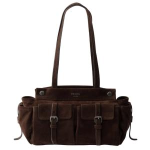Medium suede tote bag - Dark Brown