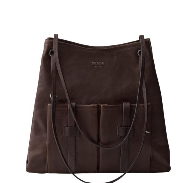 Prada Route large leather bag - Cocoa Brown