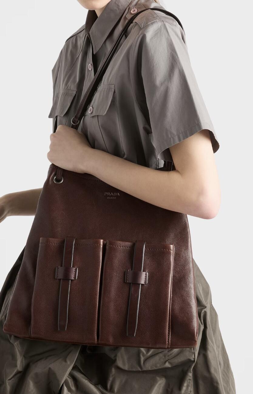 Prada Route large leather bag - Cocoa Brown