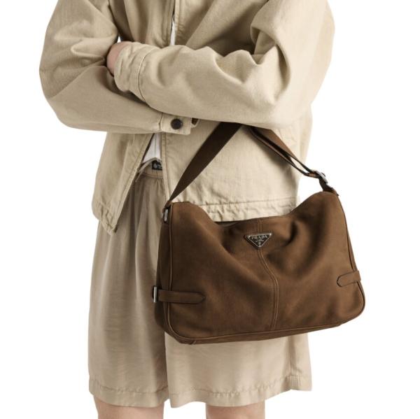 Nubuck leather shoulder bag - Cocoa Brown