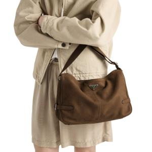 Nubuck leather shoulder bag - Cocoa Brown