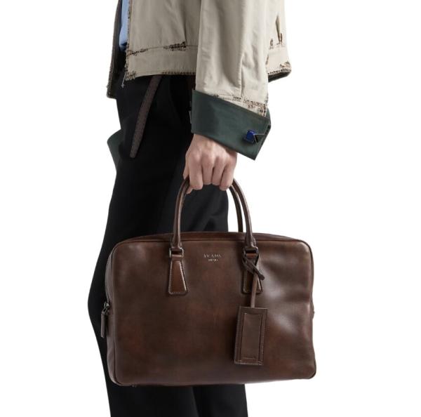 Leather work bag - Cocoa Brown