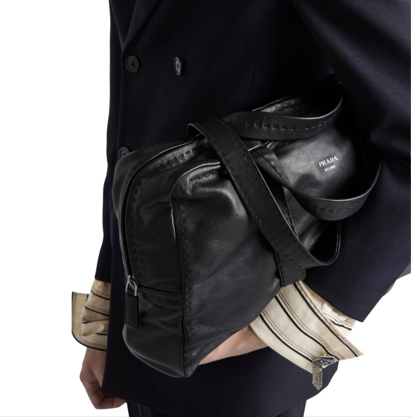 Nappa leather work bag - Black