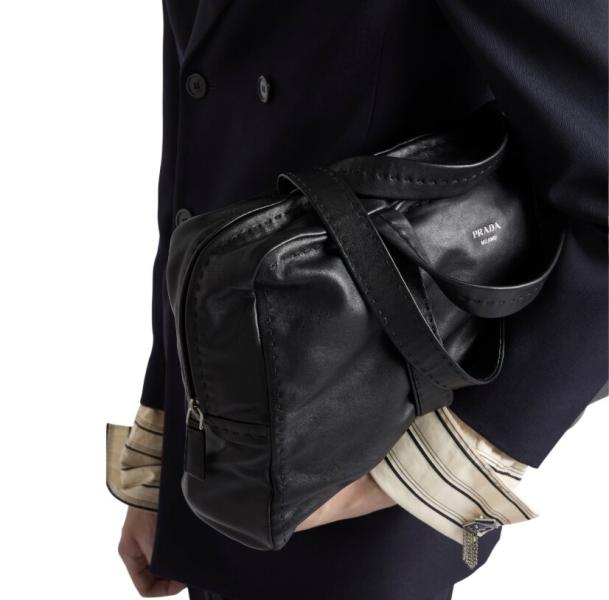 Nappa leather work bag - Black